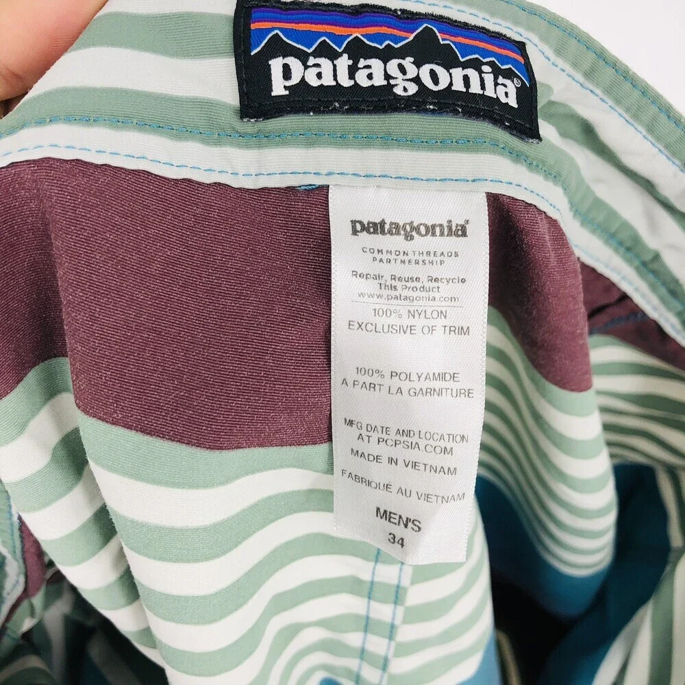 Patagonia Multi-Color Board Shorts Men's Size 34 Swim Drawstring Knee Length
